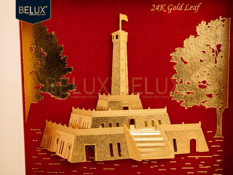 Tranh Cột Cờ Dát Vàng 24k 25x25cm